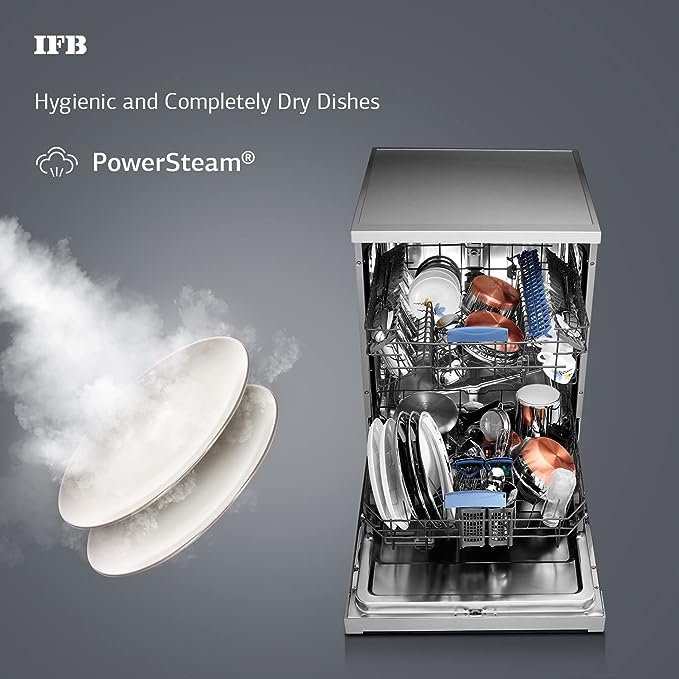 IFB 12 Place Settings Hot Water Wash Free Standing Dishwasher (Neptune VX, Dark Silver, In Built Heater with Hygienic Steam Drying, Perfect for Indian Utensils) IFB 12 Place Settings Hot Water Wash Free Standing Dishwasher (Neptune VX, Dark Silver, In Built Heater with Hygienic Steam Drying, Perfect for Indian Utensils)